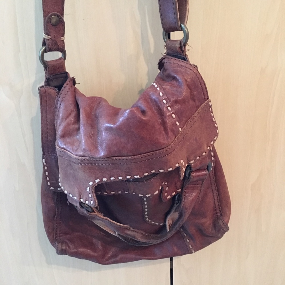 Lucky brand cross body brown leather bag purse